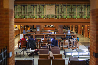 Students in Bass Library