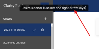 Screenshot showing Resize Sidebar via keyboard