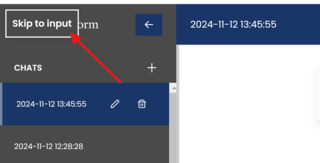 Screenshot showing Skip to Input button