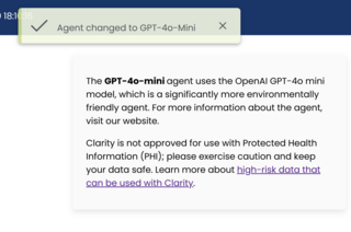 Screenshot showing Clarity agent changed message