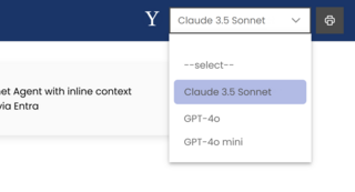 Screenshot of selecting Claude 3.5 Sonnet from agent dropdown menu
